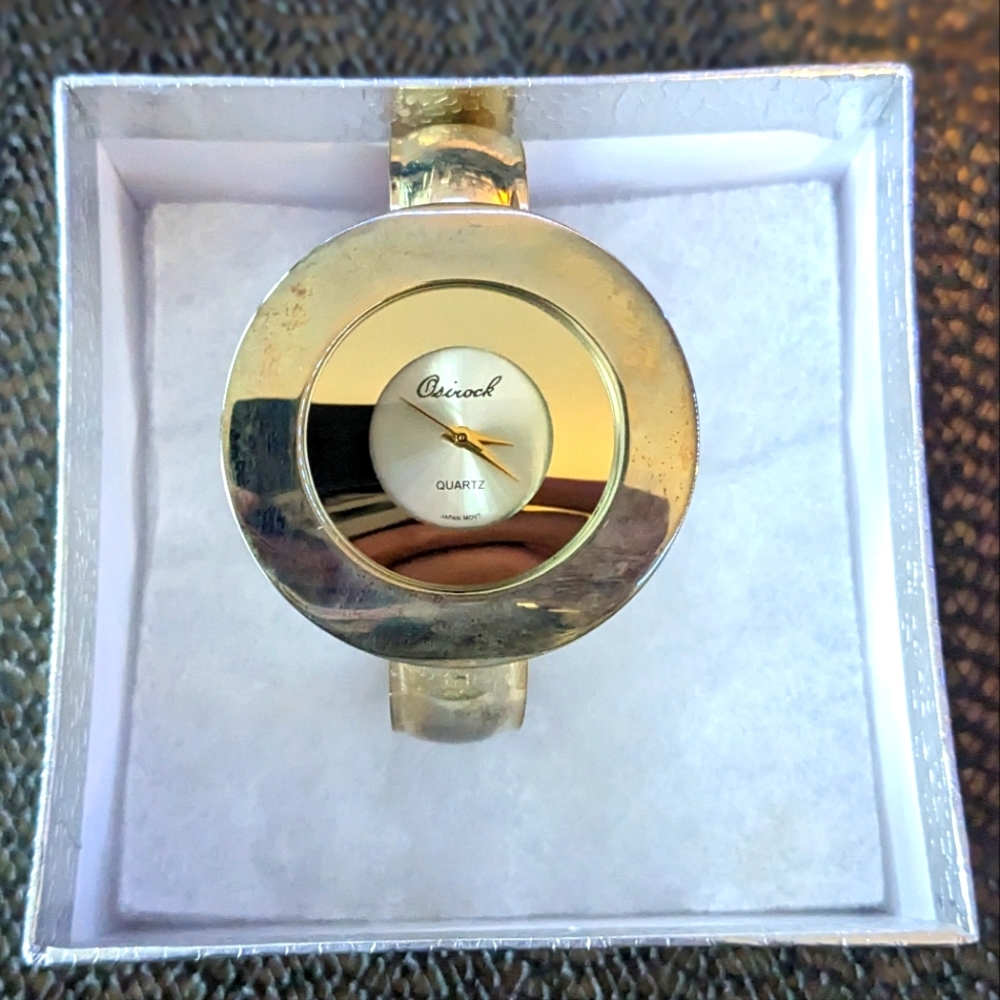 Art deco inspired gold colour cuff watch